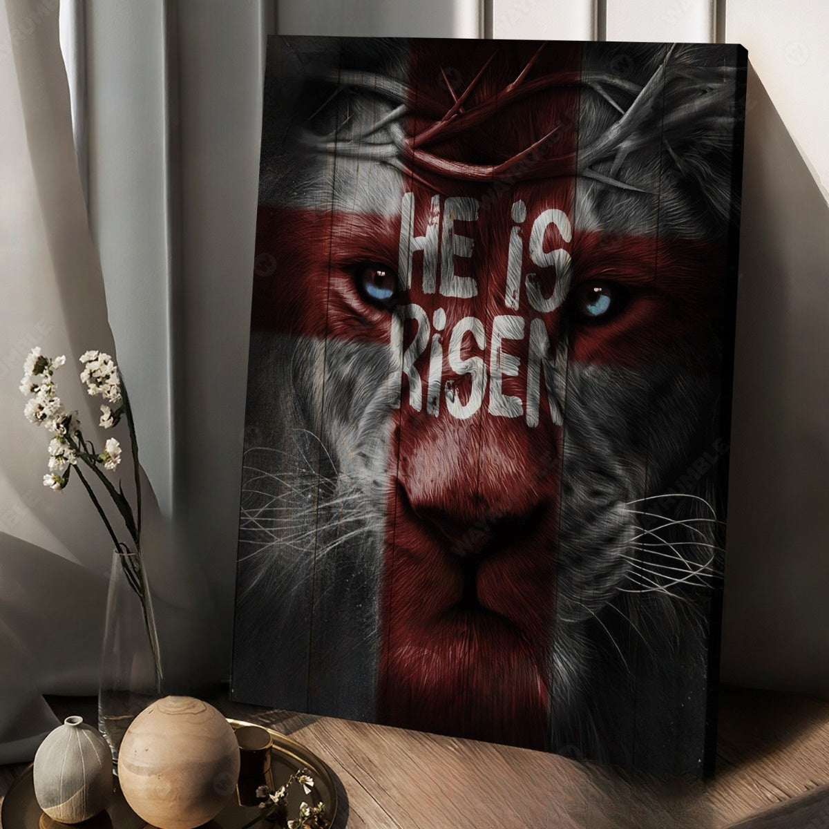 Knight Of God Lion Of Judah He Is Risen Canvas Wall Art – Christian Wall Posters – Religious Wall Decor