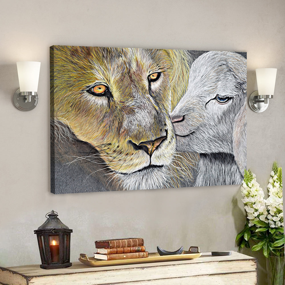 Lamb And Lion – Christian Canvas Wall Art – Christian Artwork – Religious Wall Decor – Faith Canvas Wall Art – Scripture Wall Art