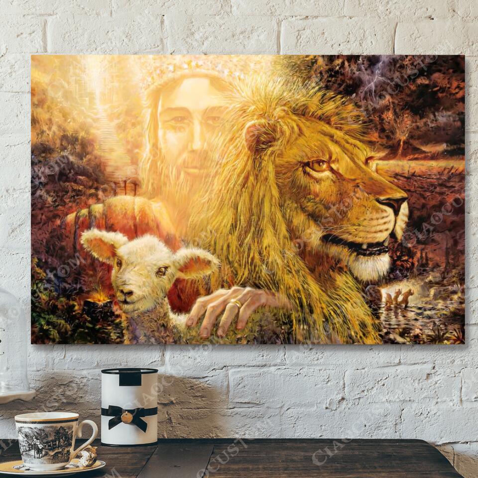 Lamb Of God Lion Of Judah – Jesus Pictures – Jesus Wall Art – Christian Canvas Prints – Faith Canvas – Gift For Christian