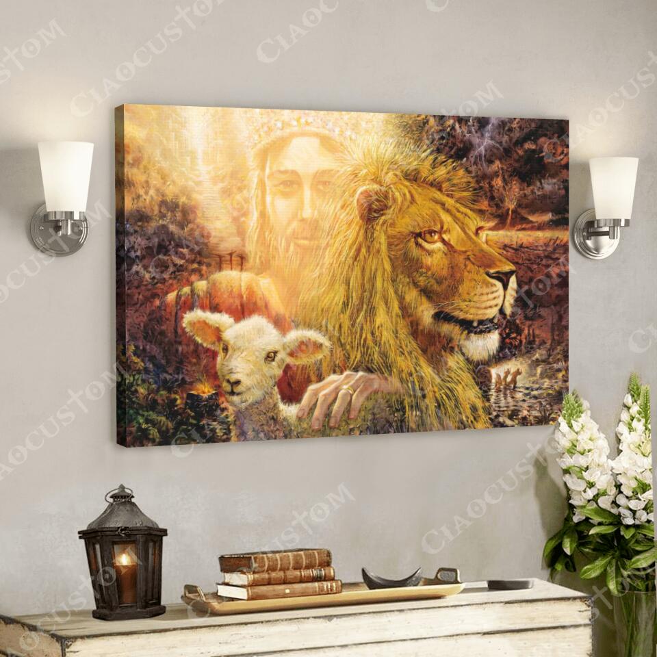 Lamb Of God Lion Of Judah – Jesus Pictures – Jesus Wall Art – Christian Canvas Prints – Faith Canvas – Gift For Christian