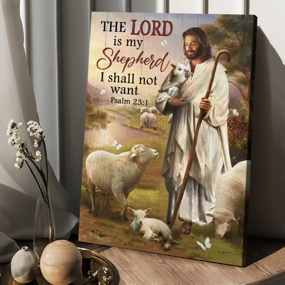 Lamb Of God The Lord Is My Shepherd Canvas Wall Art – Christian Wall Posters – Religious Wall Decor