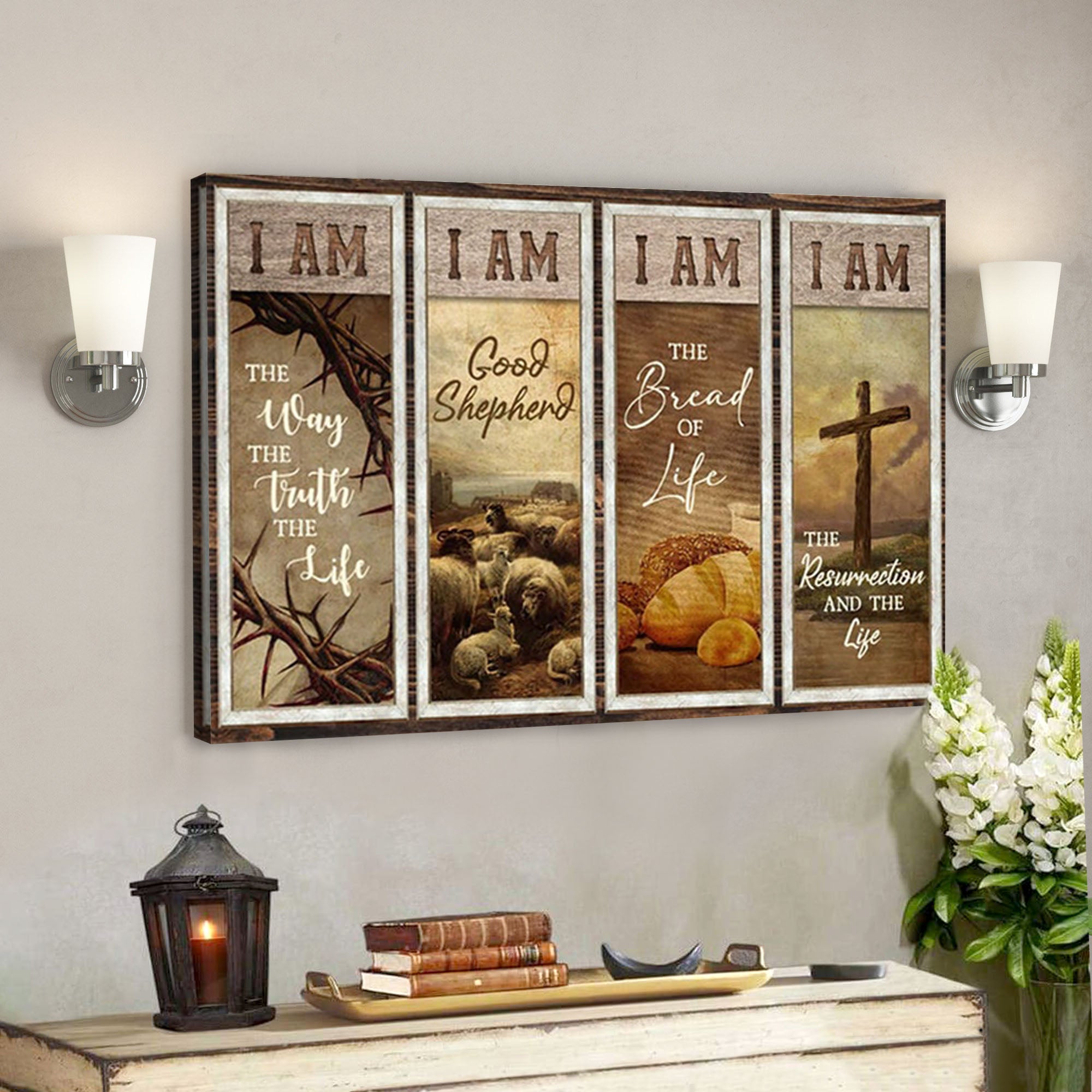 Lambs Of God – I Am The Resurrections And The Life Canvas – Bible Verse Canvas – Scripture Canvas Wall Art