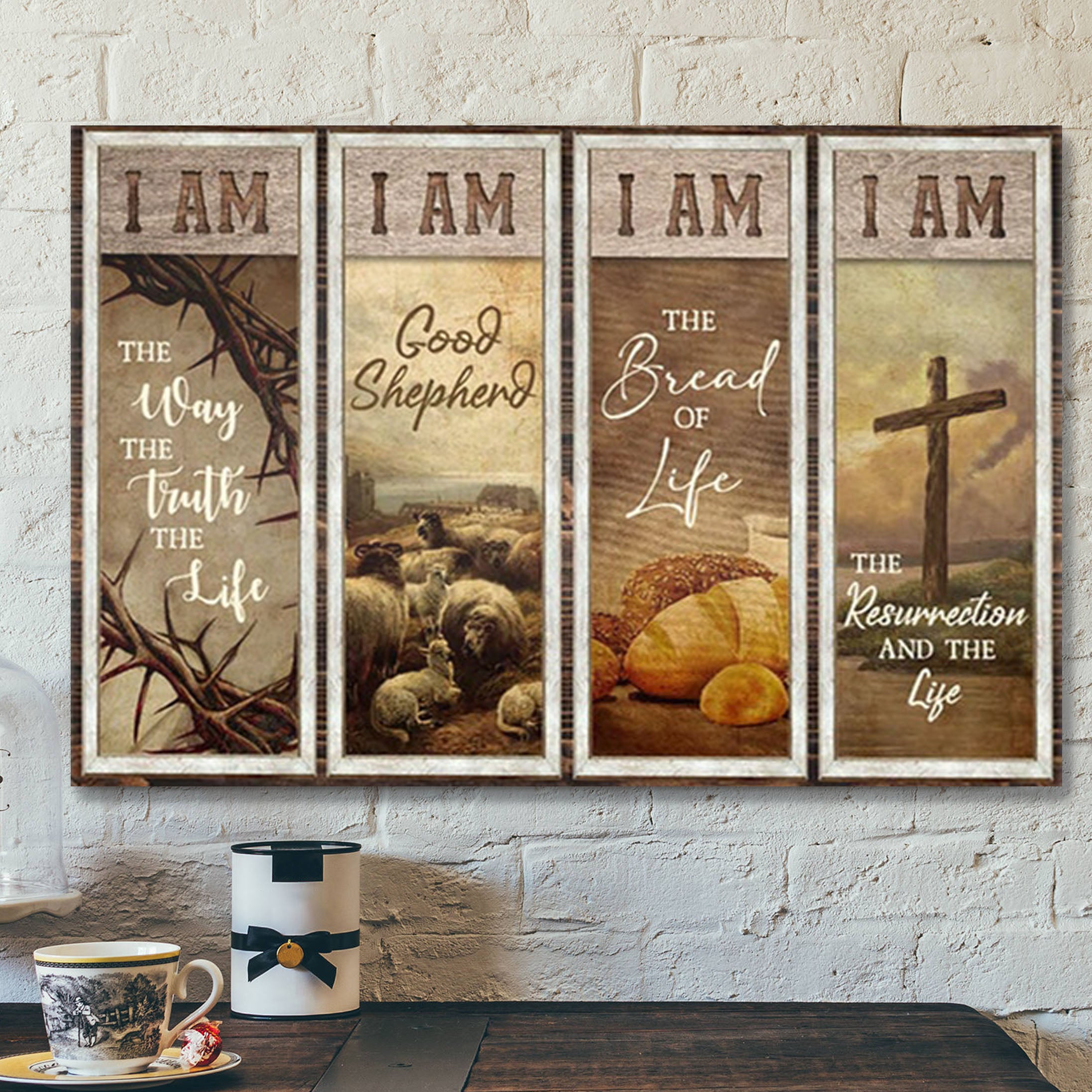 Lambs Of God – I Am The Resurrections And The Life Canvas – Bible Verse Canvas – Scripture Canvas Wall Art