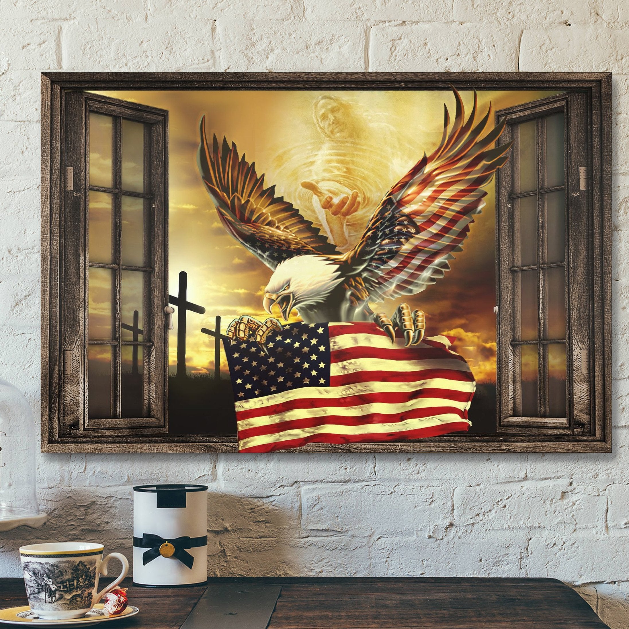 Landscape God Canvas Prints – Jesus Canvas Wall Art – Amazing eagle – Through the windows Canvas