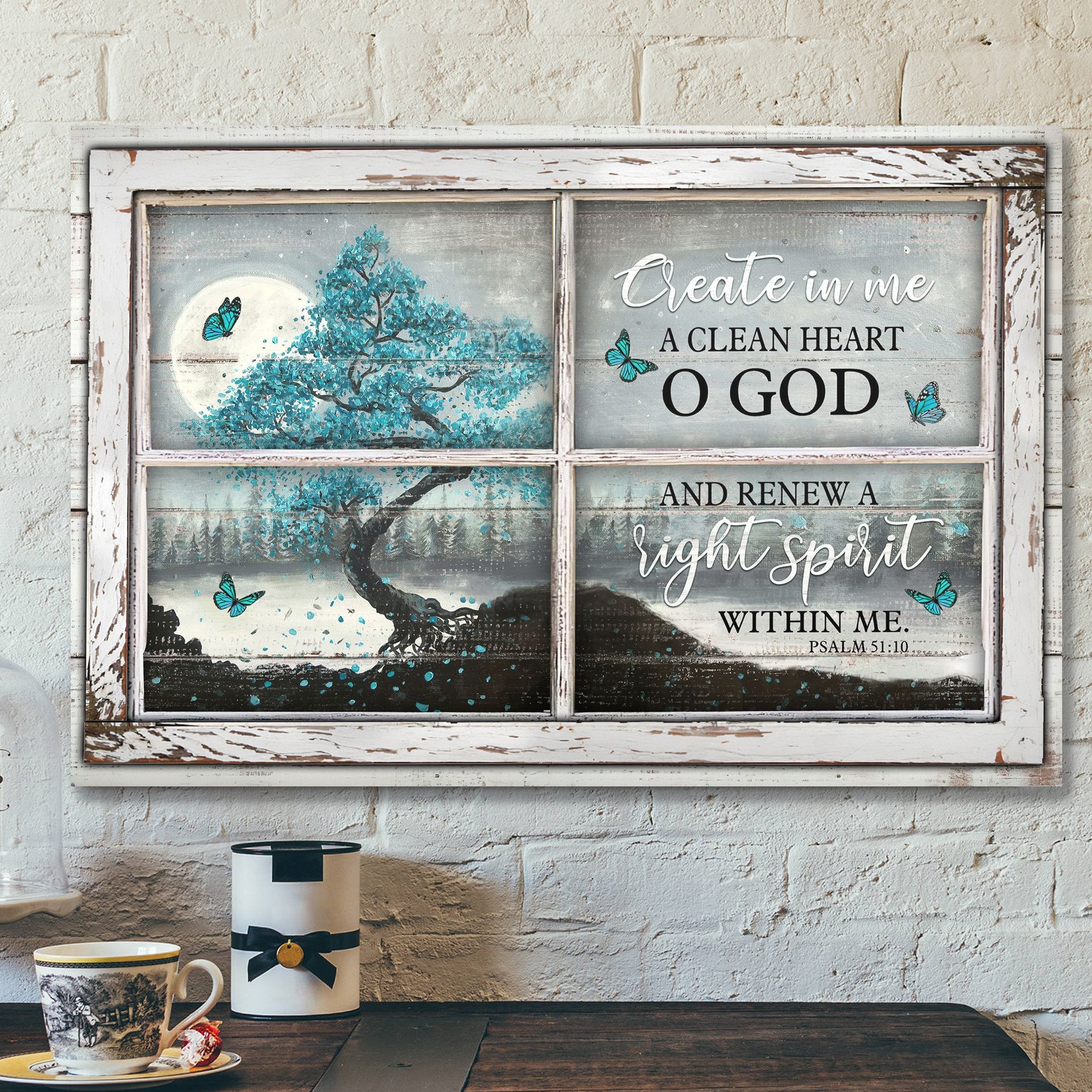 Landscape God Canvas Prints – Jesus Canvas Wall Art – The tree of peace – Create in me a clean heart Canvas