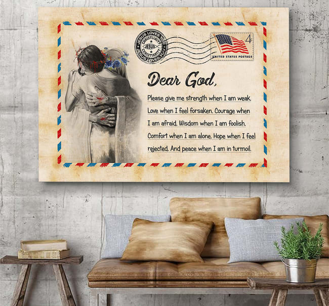 Letter Dear God Canvas Wall Art – Christian Poster – Religious Wall Decor