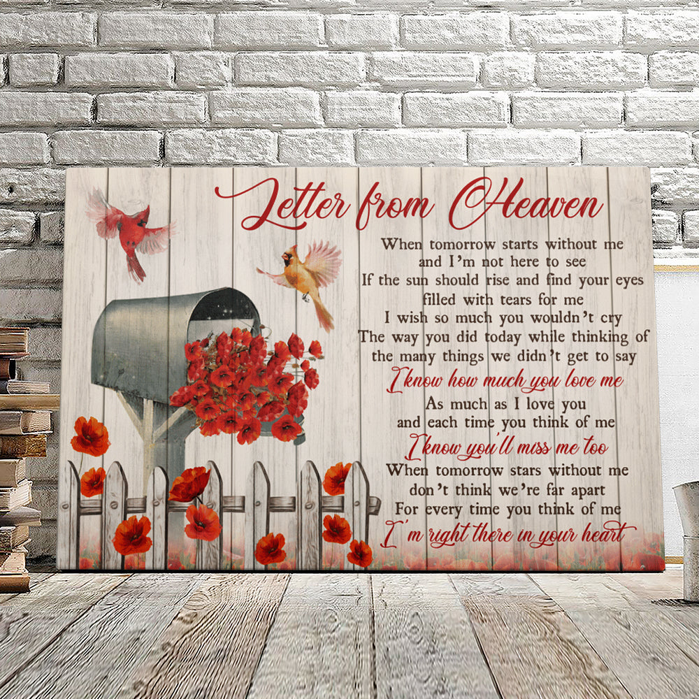 Letter From Heaven – Cardinal Bird – Christian Canvas Prints – Faith Canvas – Bible Verse Canvas