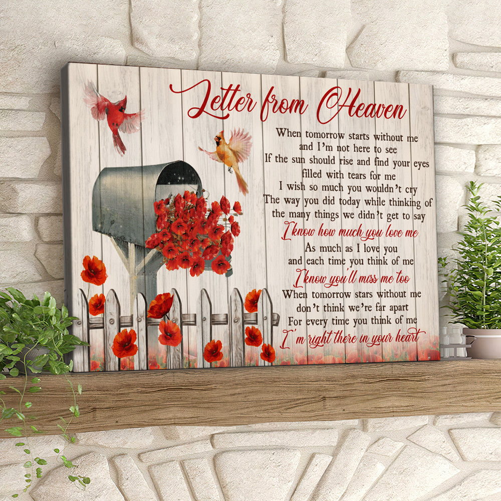 Letter From Heaven – Cardinal Bird – Christian Canvas Prints – Faith Canvas – Bible Verse Canvas