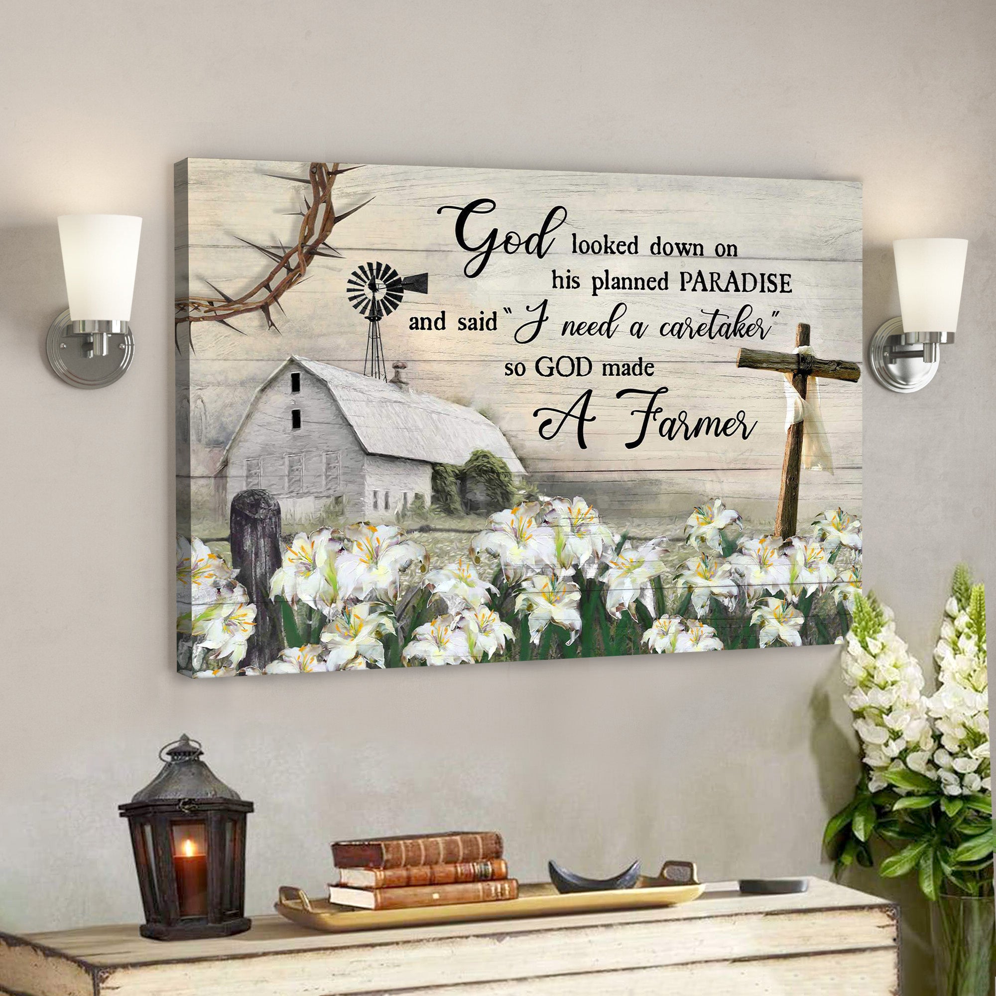 Lily Field Farm – God Looked Down On His Planned Paradise – Bible Verse Canvas – Scripture Canvas Wall Art