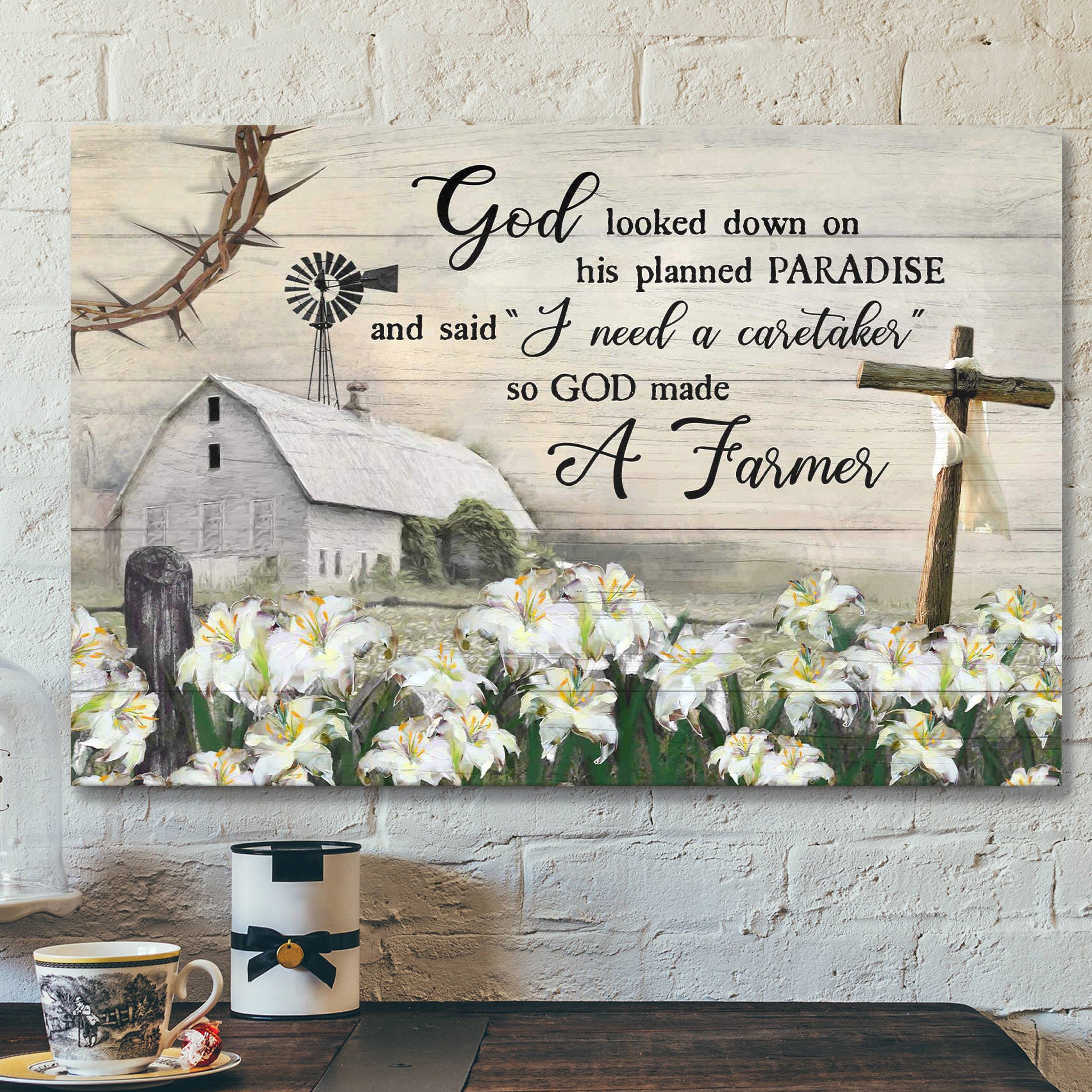 Lily Field Farm – God Looked Down On His Planned Paradise – Bible Verse Canvas – Scripture Canvas Wall Art