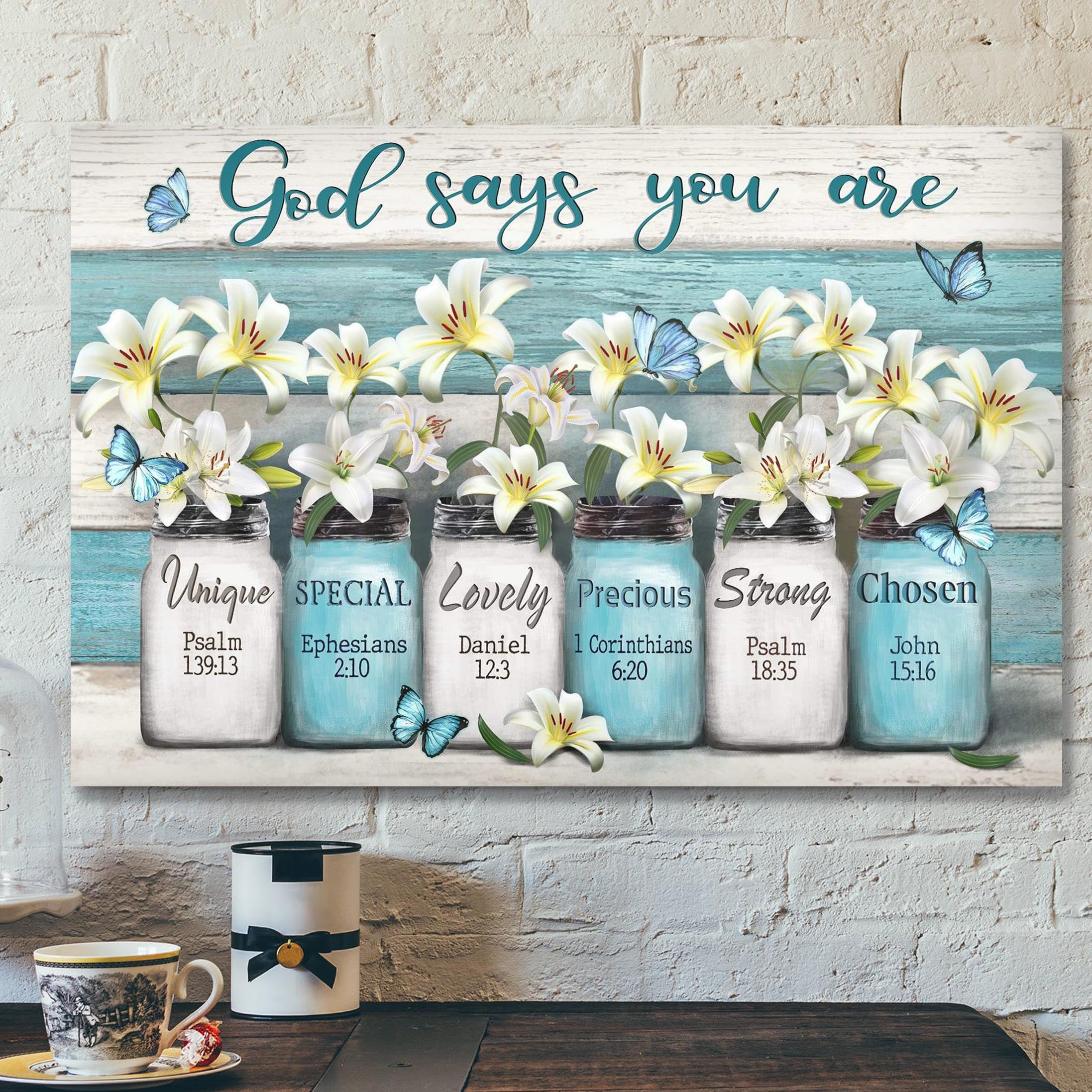 Lily Flower – God Says You Are Canvas Wall Art – Bible Verse Canvas – Scripture Canvas Wall Art