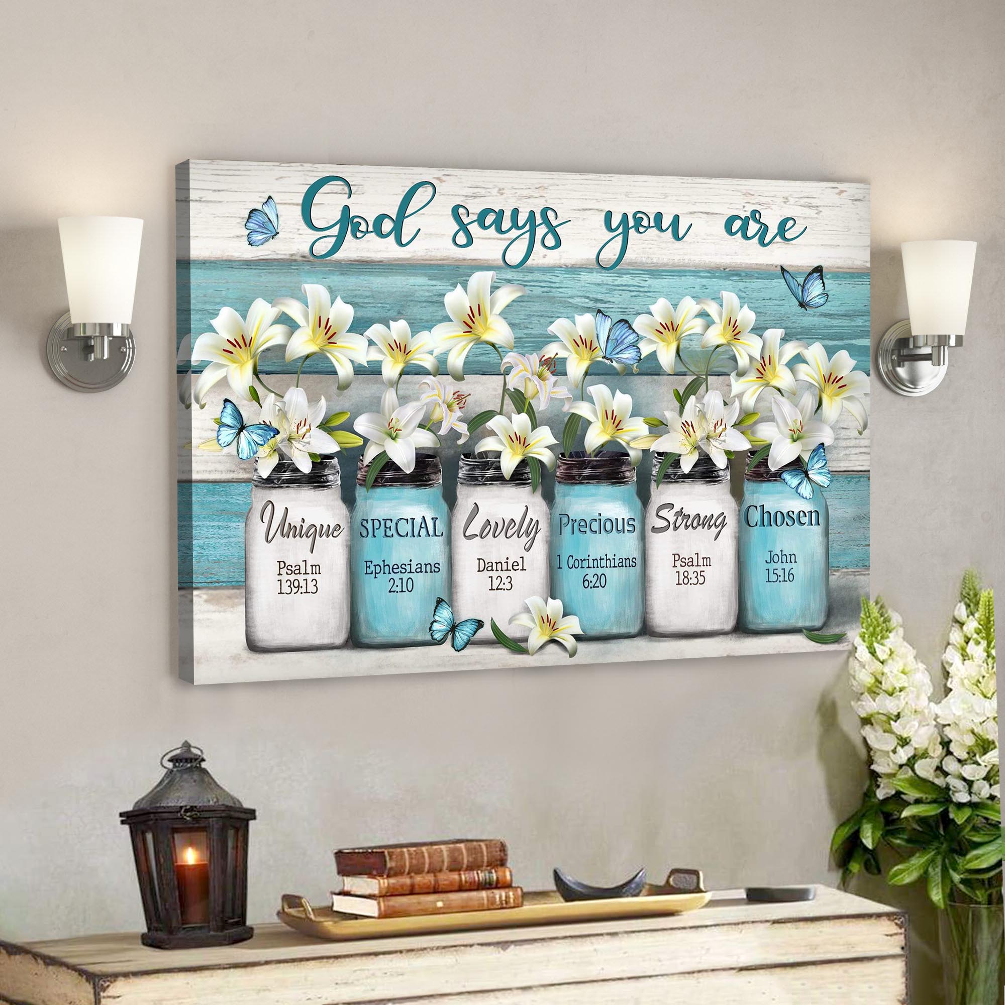 Lily Flower – God Says You Are Canvas Wall Art – Bible Verse Canvas – Scripture Canvas Wall Art