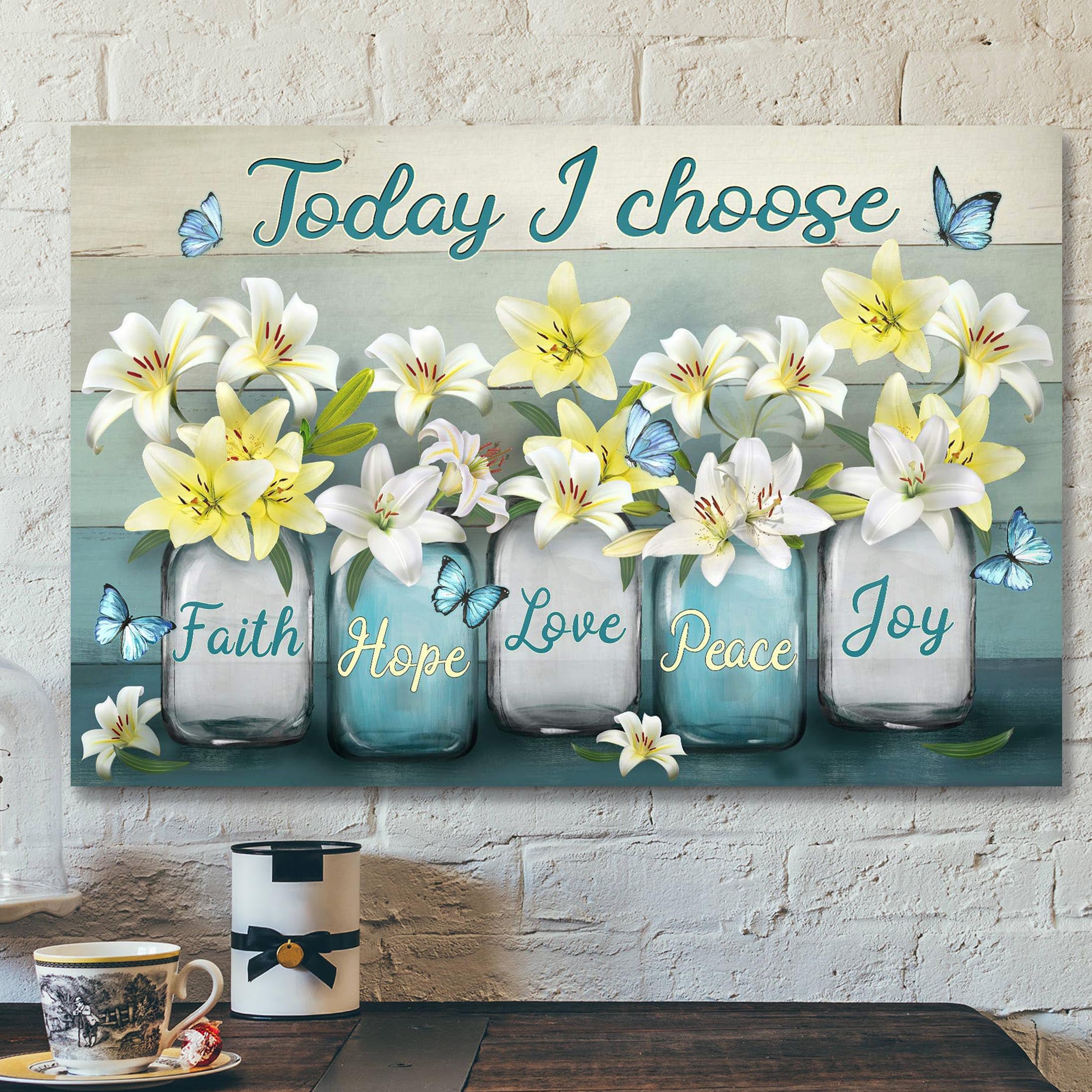 Lily In Jar – Today I Choose Joy Canvas Wall Art – Bible Verse Canvas – Scripture Canvas Wall Art