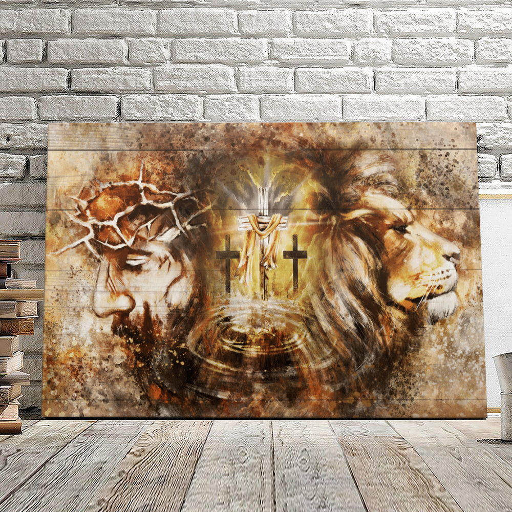 Lion And Jesus – Lion Wall Art – Jesus Wall Art – Christ Pictures – Christian Canvas Prints – Faith Canvas – Gift For Christian