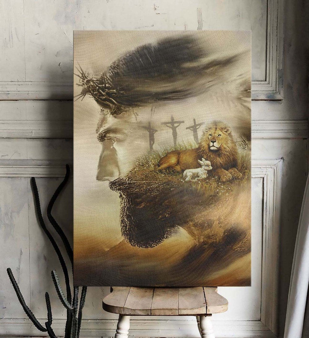 Lion And Lamb Jesus Canvas Posters Canvas Wall Art – Christian Wall Posters – Religious Wall Decor