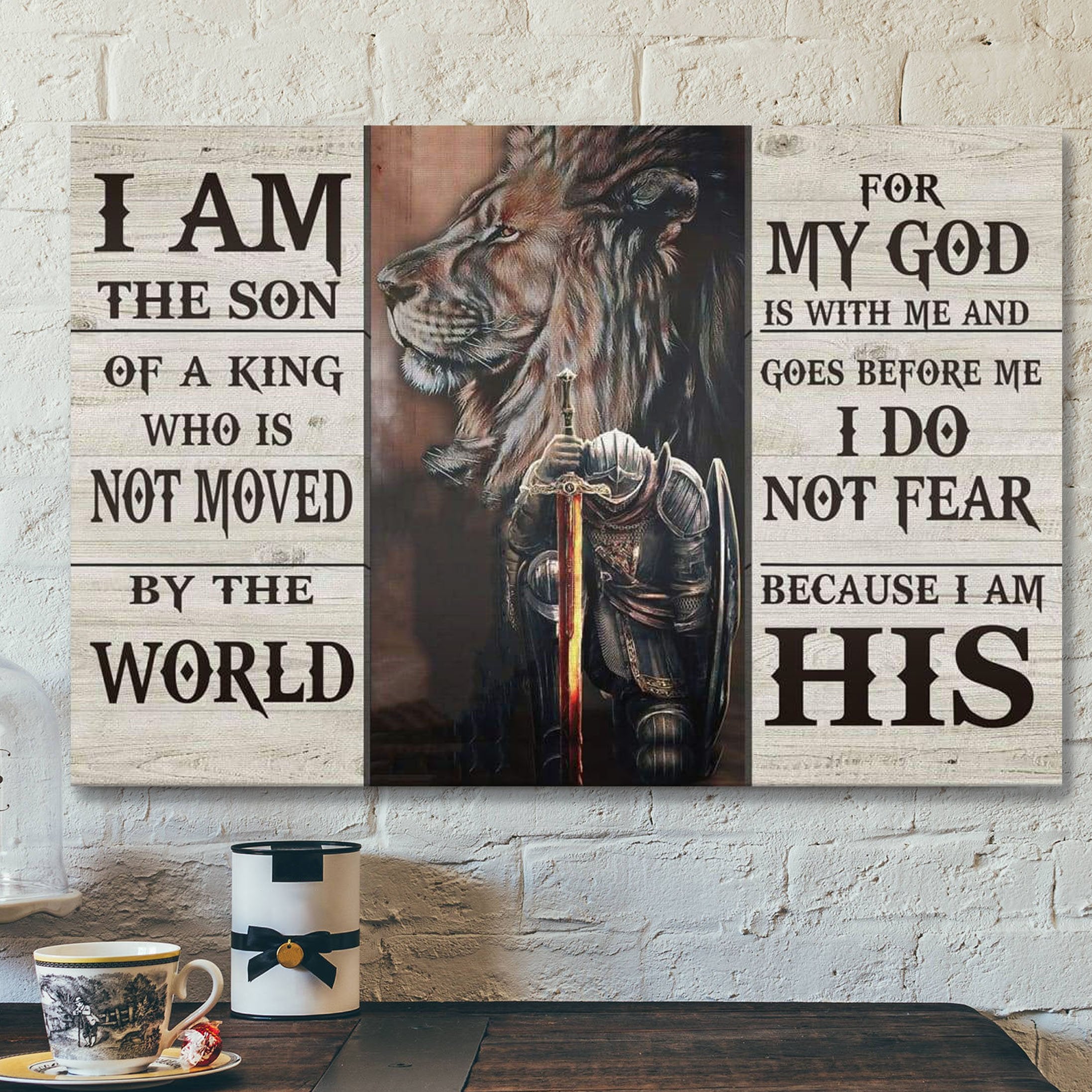 Lion And Warrior Canvas – I Am The Son Of A King Wall Art Decor