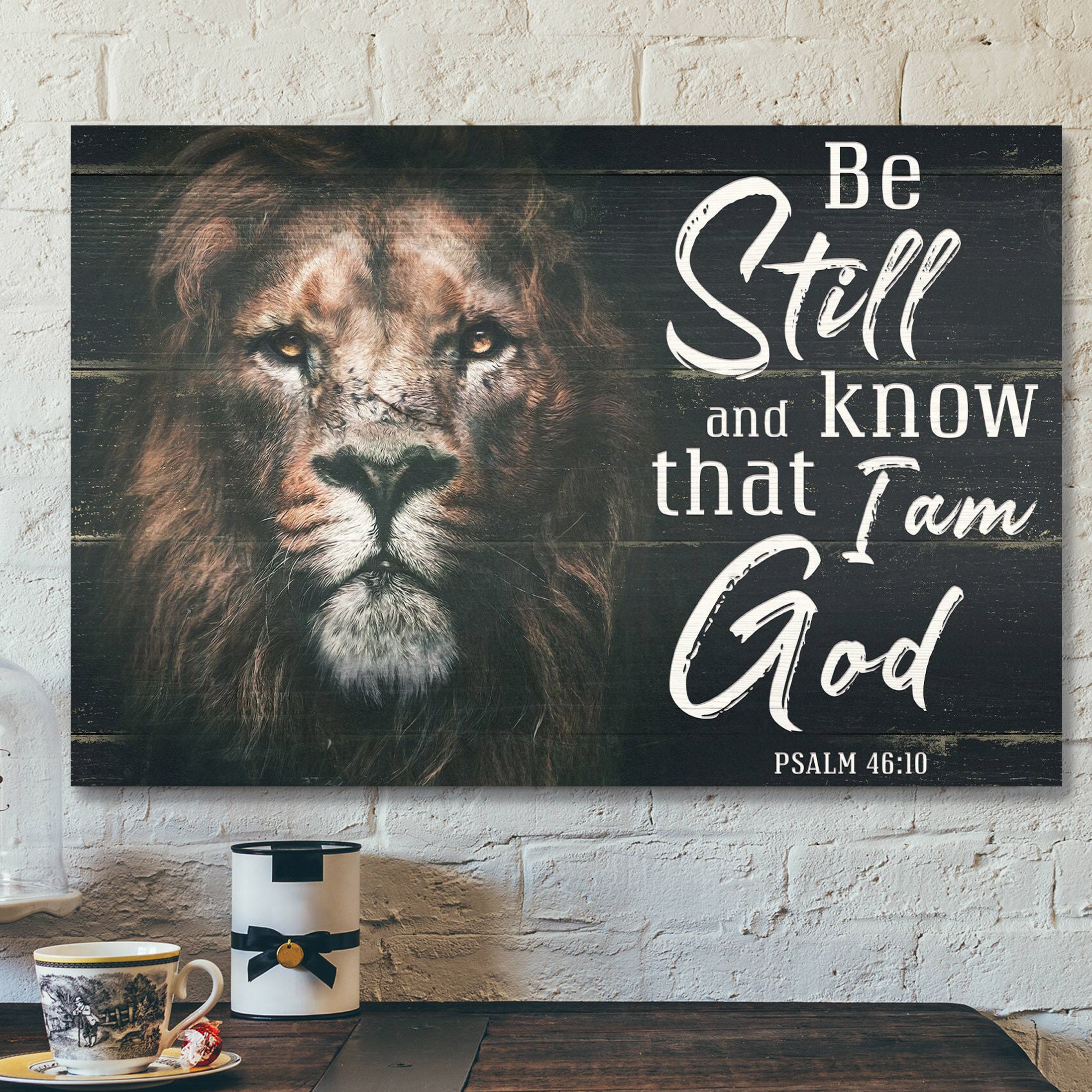 Lion Canvas – Be Still And Know That I Am God Canvas Wall Art – Bible Verse Canvas – Scripture Canvas Wall Art