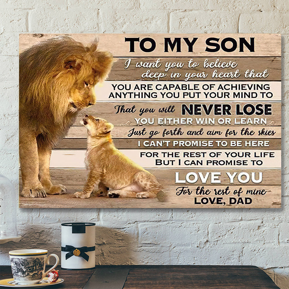 Lion Dad To My Son – I Can Promise To Love You – Dad Son Canvas Print – Best Gift For Son