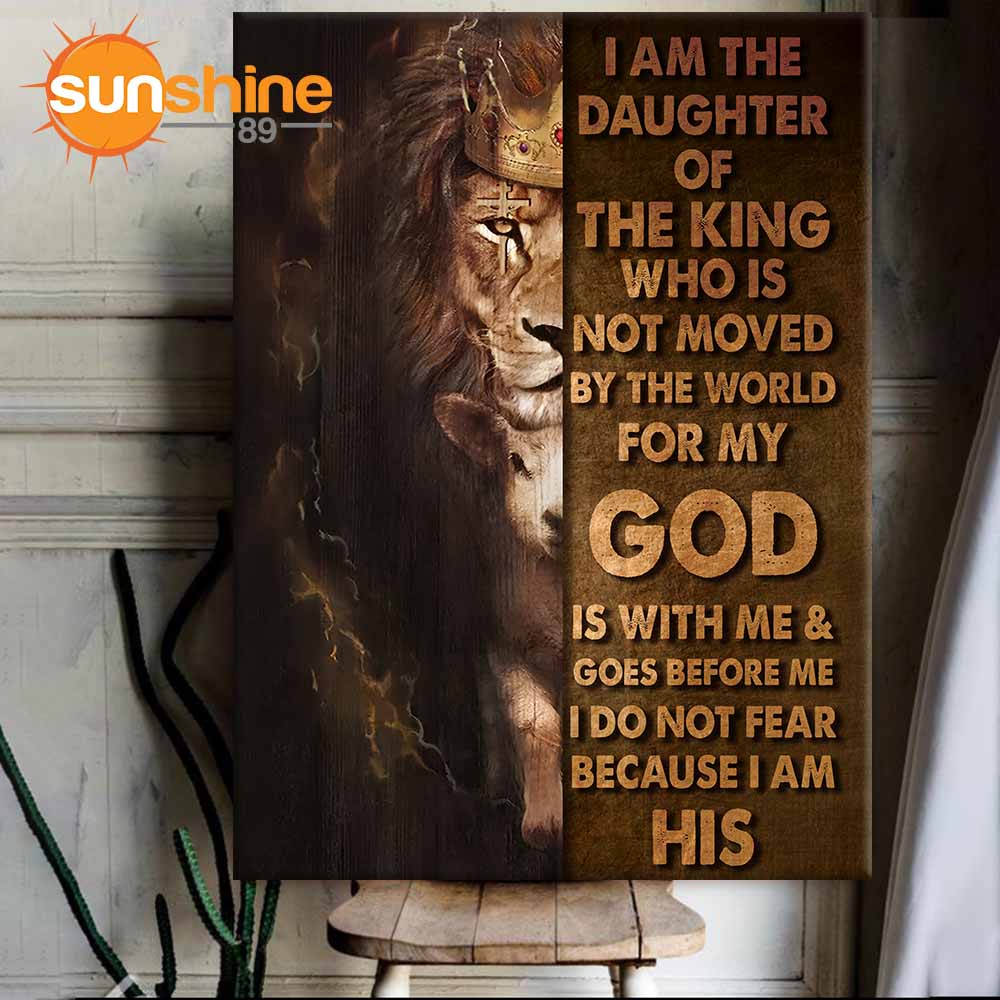 Lion I Am The Daughter Of The King Canvas Wall Art – Christian Wall Posters – Religious Wall Decor