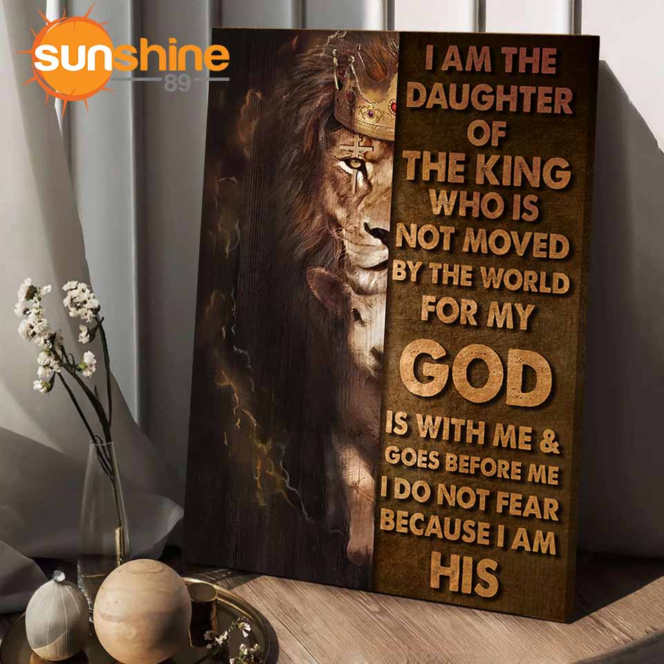 Lion I Am The Daughter Of The King Canvas Wall Art – Christian Wall Posters – Religious Wall Decor