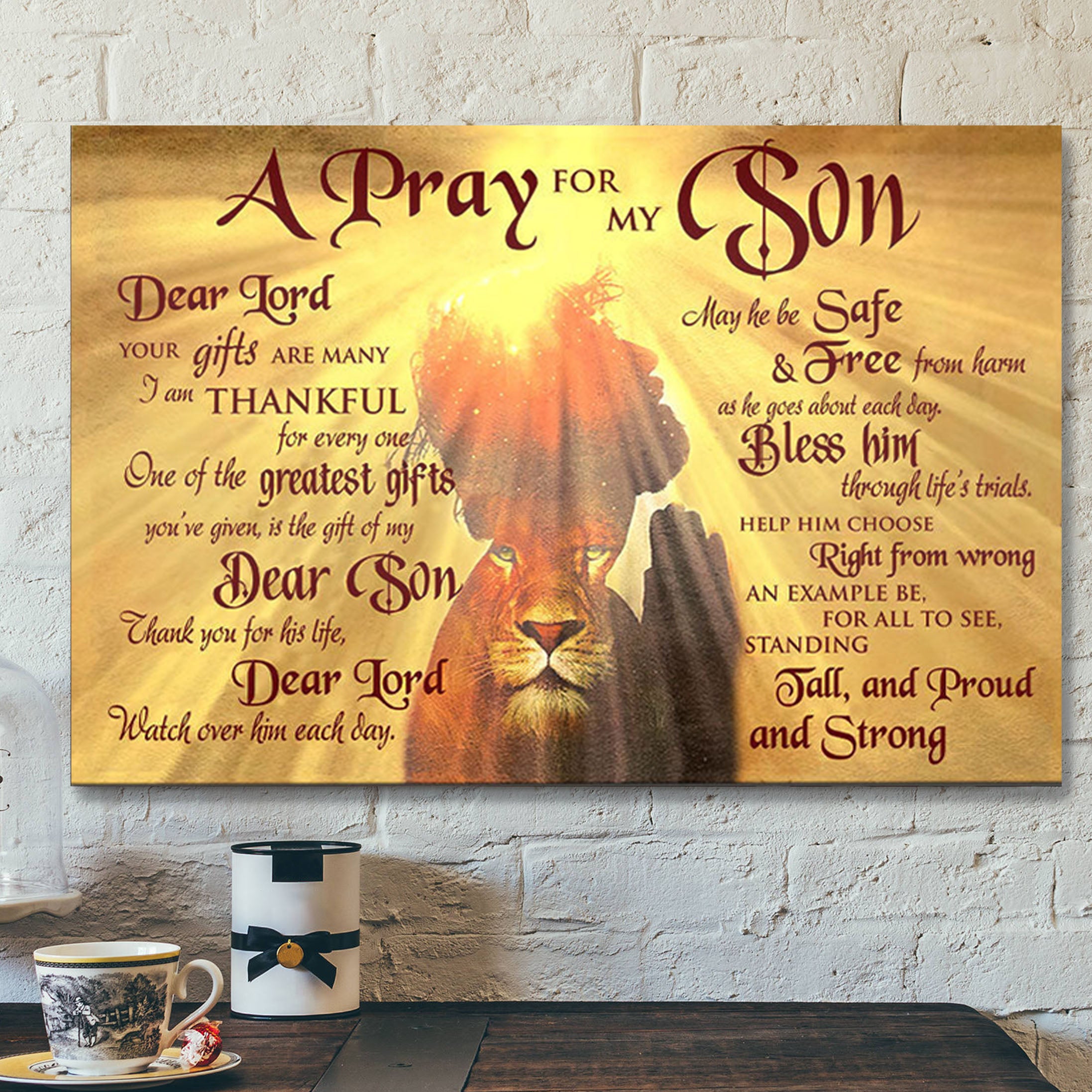 Lion Of Judah – A Pray For My Son Canvas – Bible Verse Canvas – Scripture Canvas Wall Art