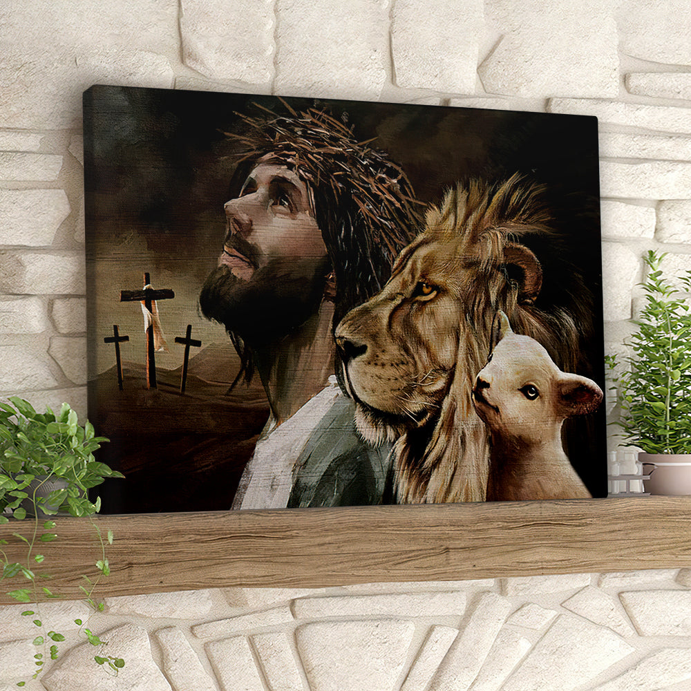 Lion Of Judah – Cross And Lamb – Jesus Canvas Poster – Christ Pictures – Faith Canvas – Gift For Christian