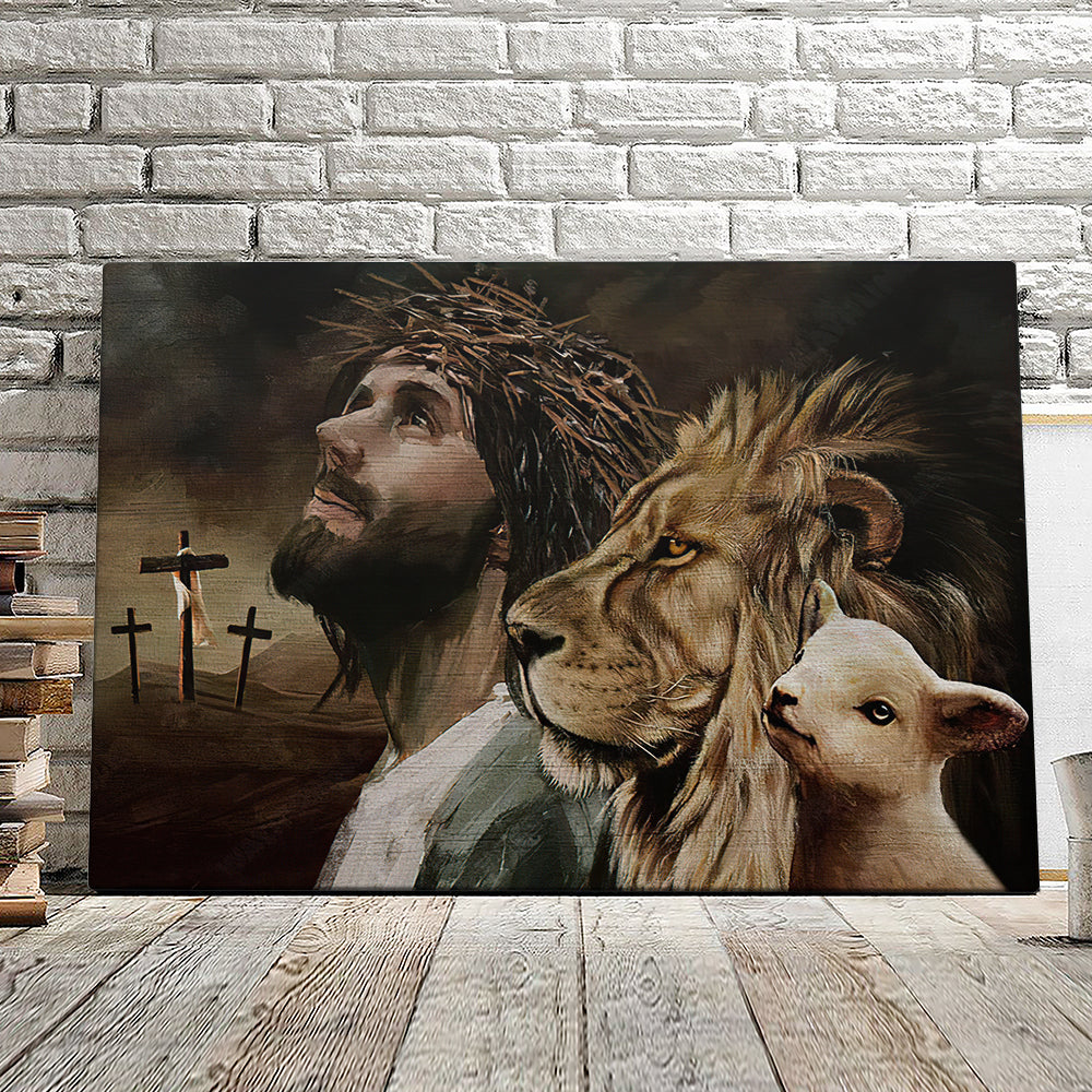 Lion Of Judah – Cross And Lamb – Jesus Canvas Poster – Christ Pictures – Faith Canvas – Gift For Christian