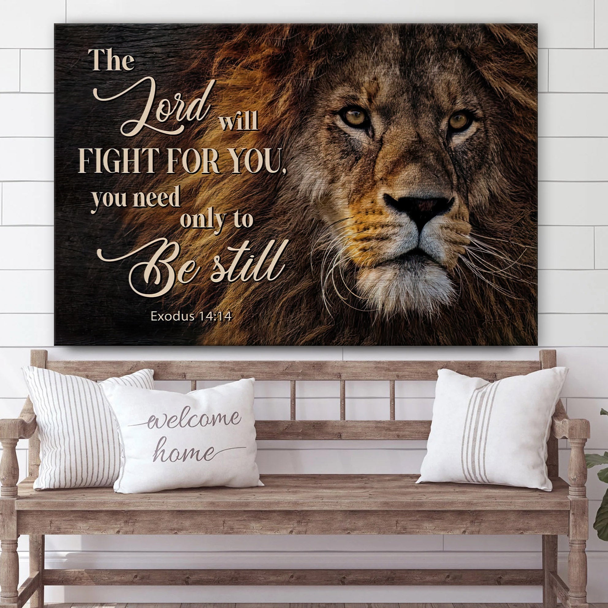 Lion Of Judah Exodus 1414 The Lord Will Fight For You Wall Art Canvas – Canvas Painting