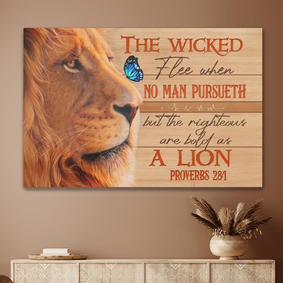 Lion The Wicked Flee When No Man Pursueth Canvas Wall Art – Christian Poster – Religious Wall Decor