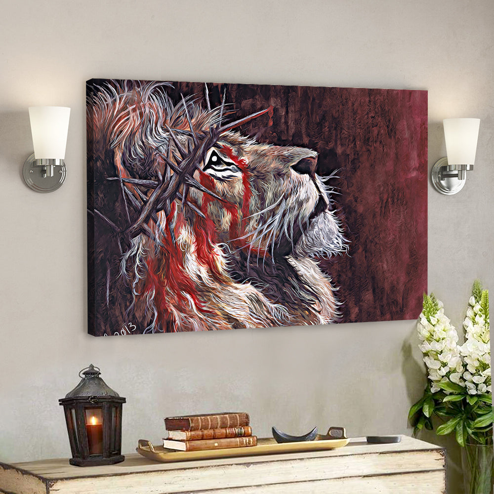 Lions Wearing Thorns – Christian Artwork – Religious Wall Decor – Faith Canvas Wall Art – Scripture Wall Art