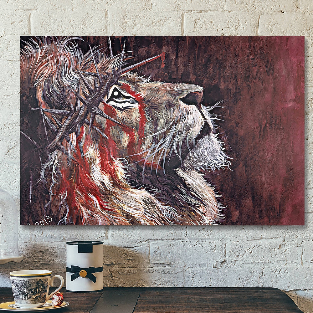 Lions Wearing Thorns – Christian Artwork – Religious Wall Decor – Faith Canvas Wall Art – Scripture Wall Art