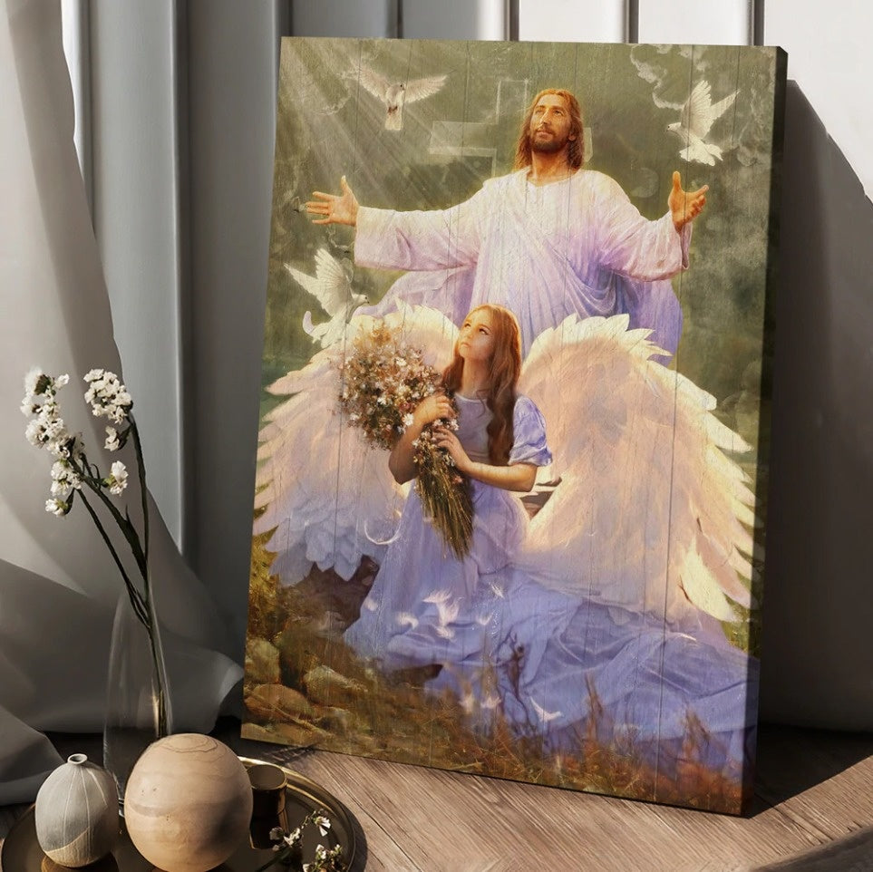 Little Angel Jesus Magic Forest Pray For Healing Canvas Wall Art – Christian Wall Posters – Religious Wall Decor