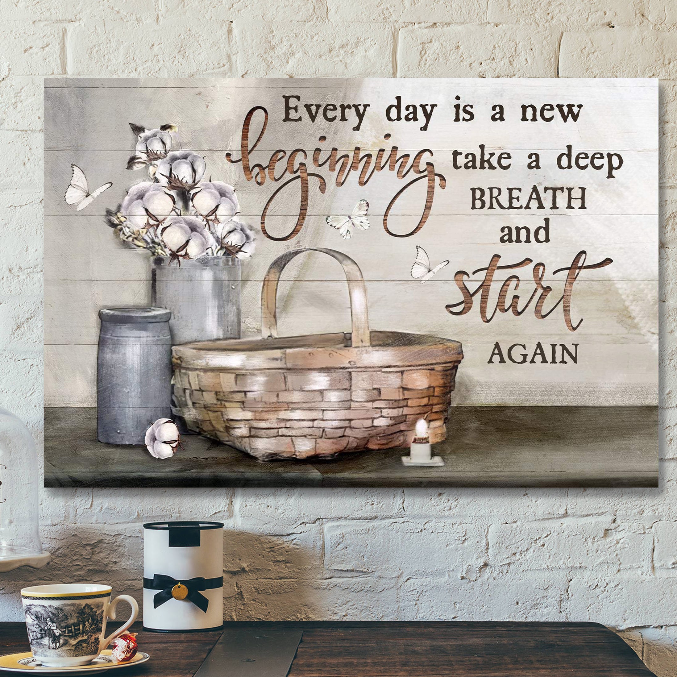 Little Basket – Every Day Is A New Beginning Canvas Wall Art – Bible Verse Canvas – Scripture Canvas Wall Art