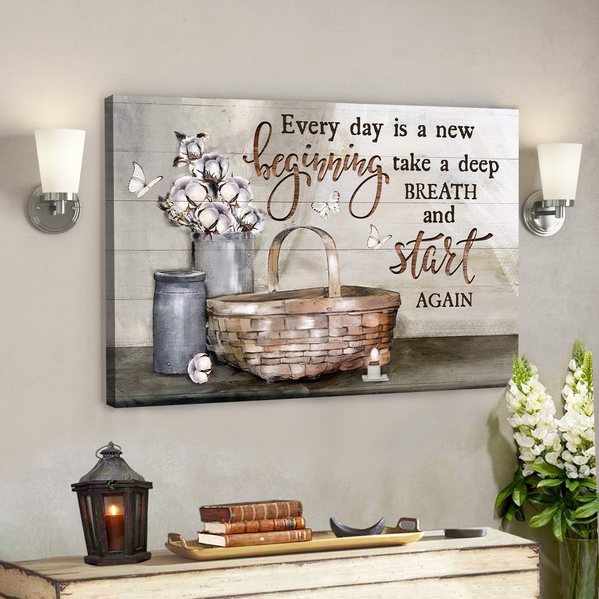 Little Basket – Every Day Is A New Beginning Canvas Wall Art – Bible Verse Canvas – Scripture Canvas Wall Art