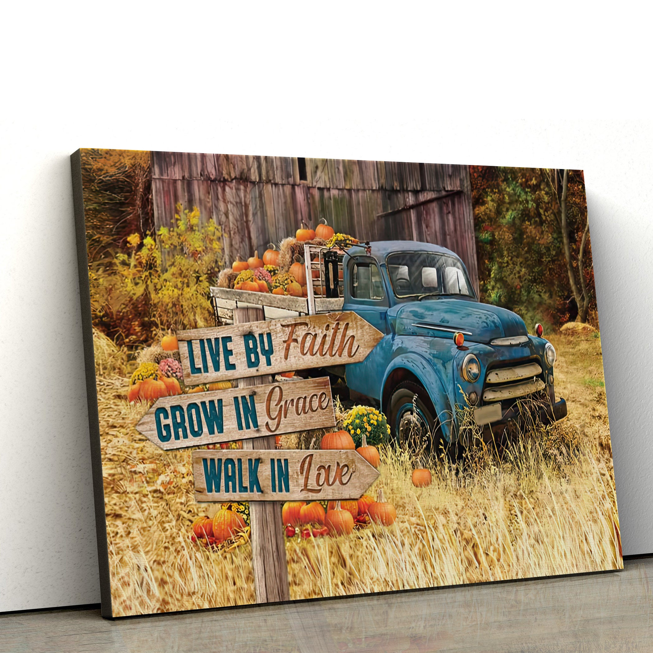 Live By Faith Grow In Grace Walk Love Thanksgiving Canvas Wall Art