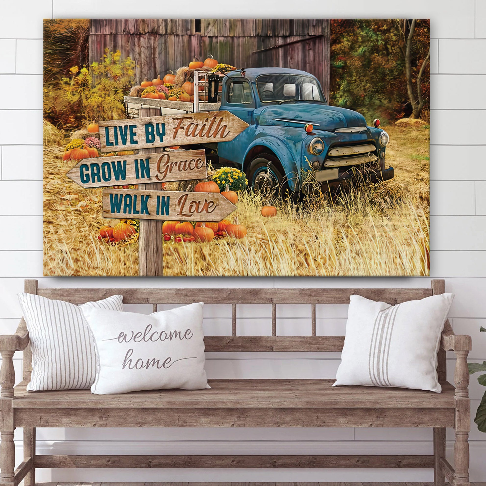 Live By Faith Grow In Grace Walk Love Thanksgiving Canvas Wall Art