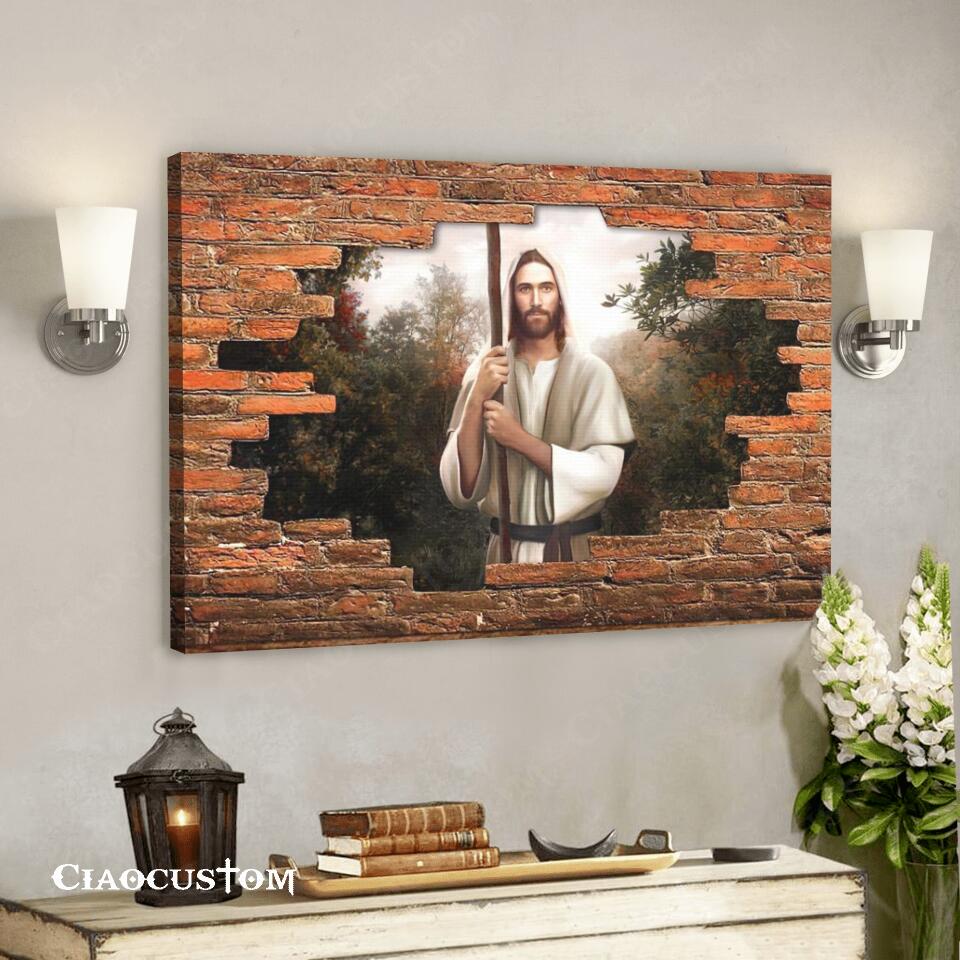 Lord Jesus With Stick – Jesus Pictures – Jesus Canvas Poster – Jesus Wall Art – Christ Pictures – Faith Canvas – Gift For Christian