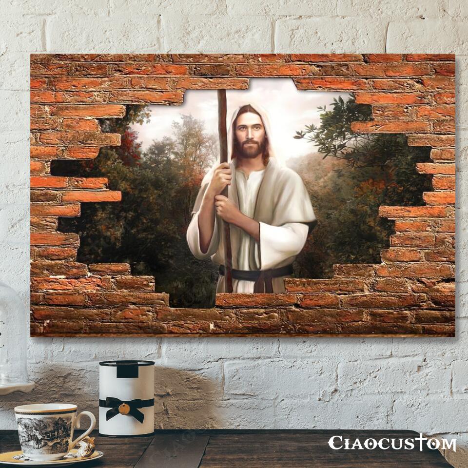 Lord Jesus With Stick – Jesus Pictures – Jesus Canvas Poster – Jesus Wall Art – Christ Pictures – Faith Canvas – Gift For Christian