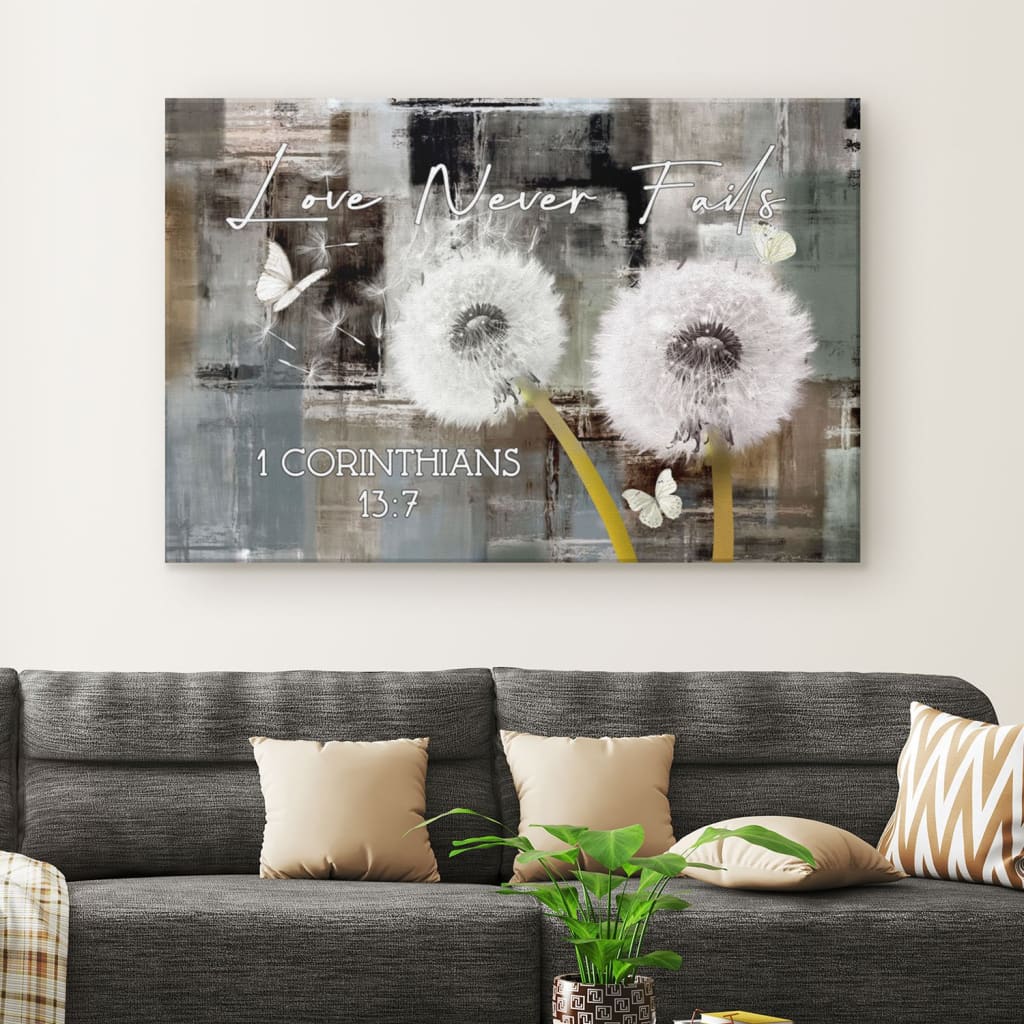 Love Never Fails 1 Corinthians 137 Canvas Wall Art – Christian Canvas – Faith Canvas