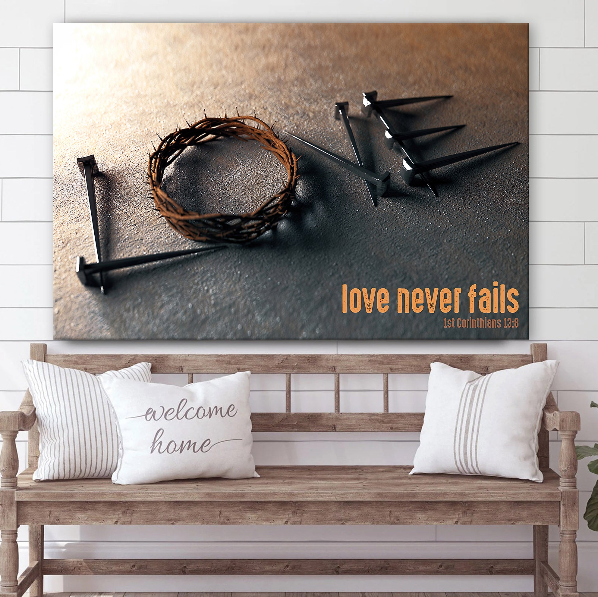 Love Never Fails 1st Corinthians 13 8 Religious Wall Art Canvas