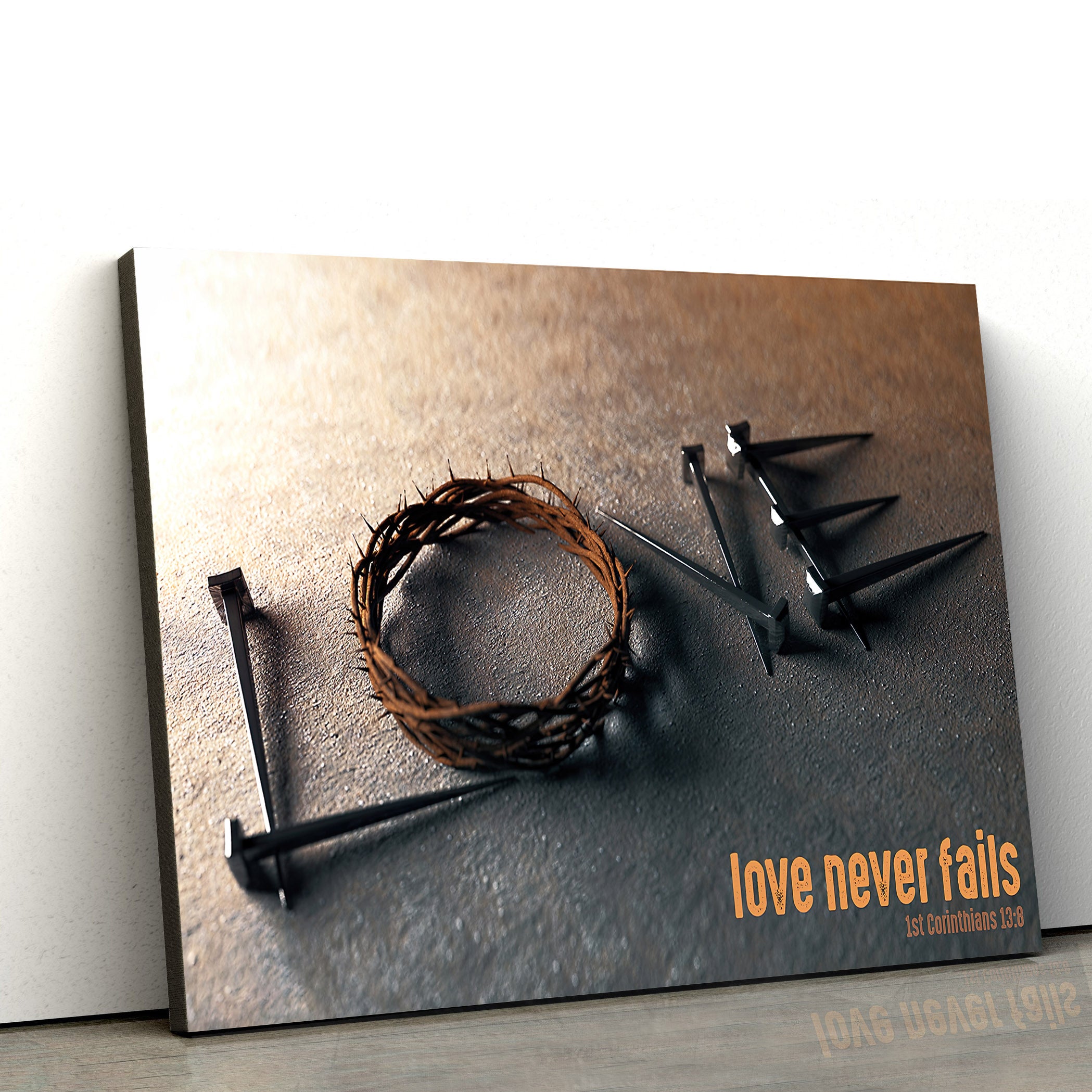 Love Never Fails 1st Corinthians 13 8 Religious Wall Art Canvas