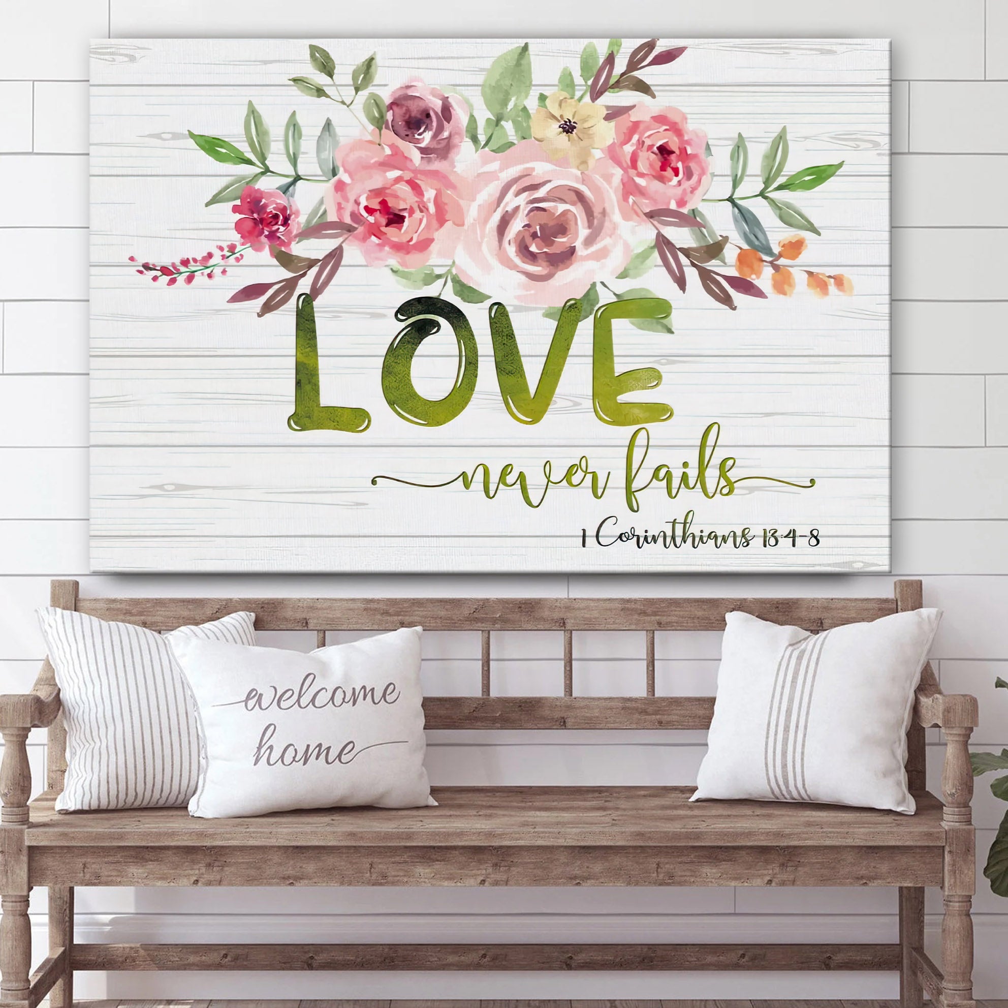 Love Never Fails Hanging On Canvas – 1 Corinthians 13 4 8 Poster Wall Art #2