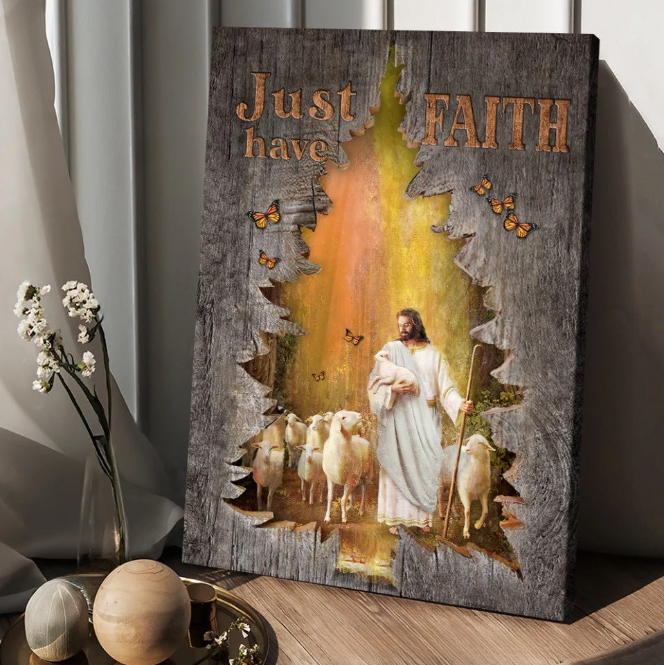 Magic Forest Jesus Painting Lamb Of God Just Have Faith Canvas Wall Art – Christian Wall Posters – Religious Wall Decor