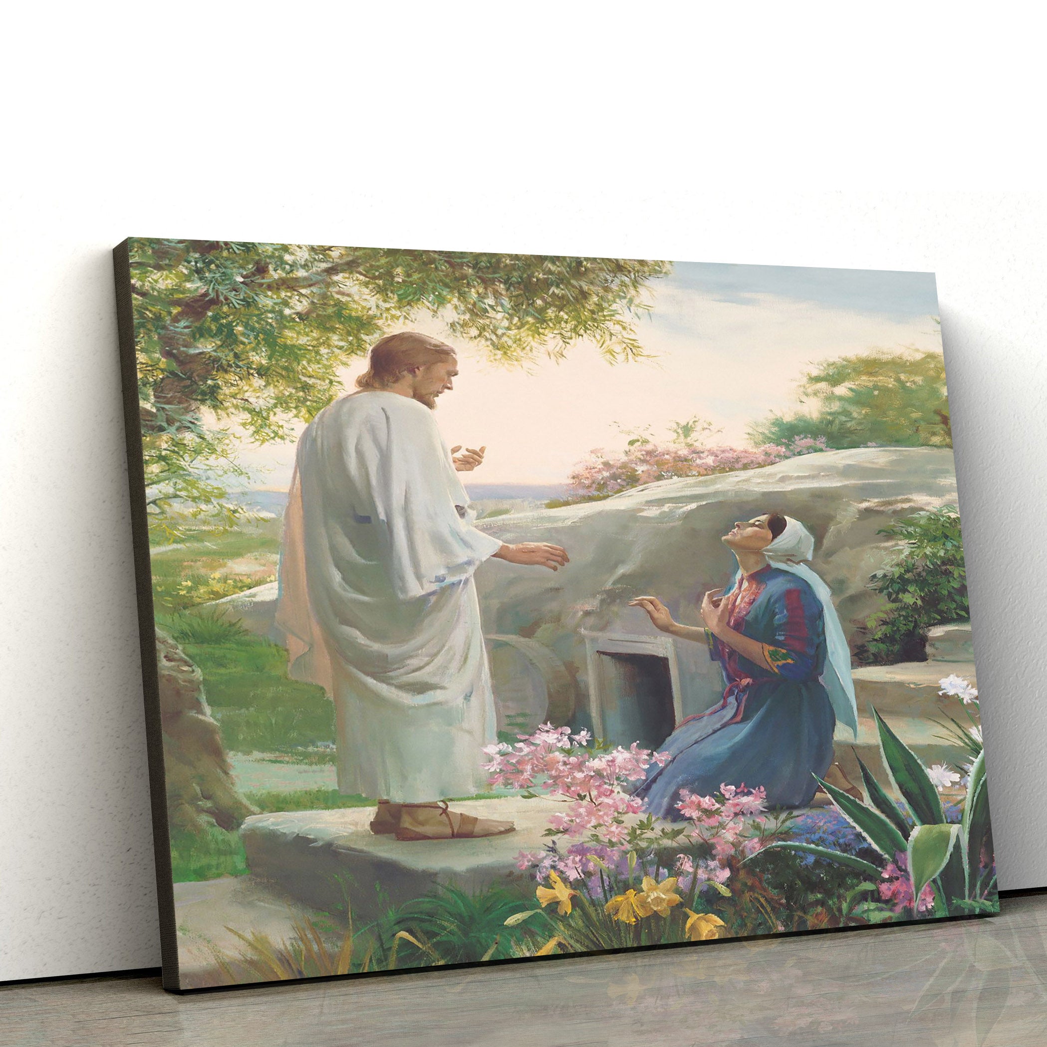 Mary And The Resurrected Christ Canvas Wall Art – Easter Wall Art – Christian Canvas Wall Art