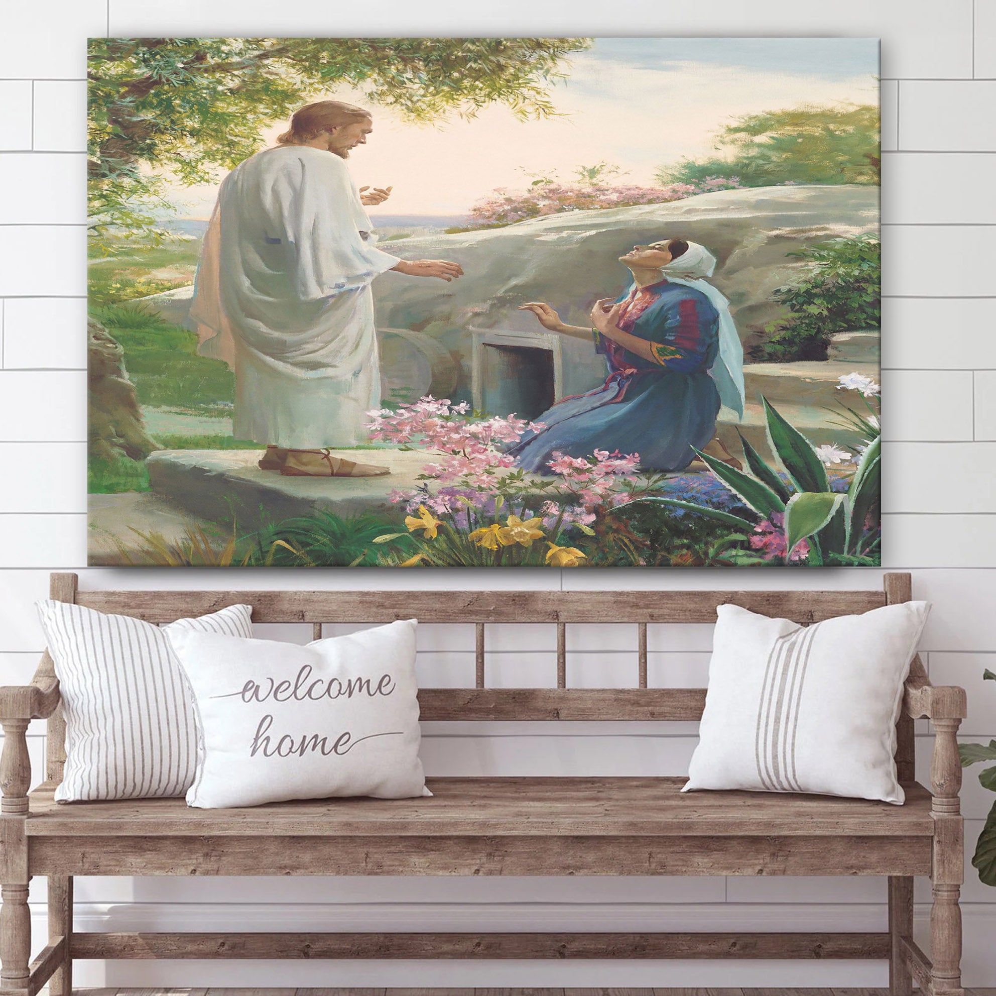 Mary And The Resurrected Christ Canvas Wall Art – Easter Wall Art – Christian Canvas Wall Art