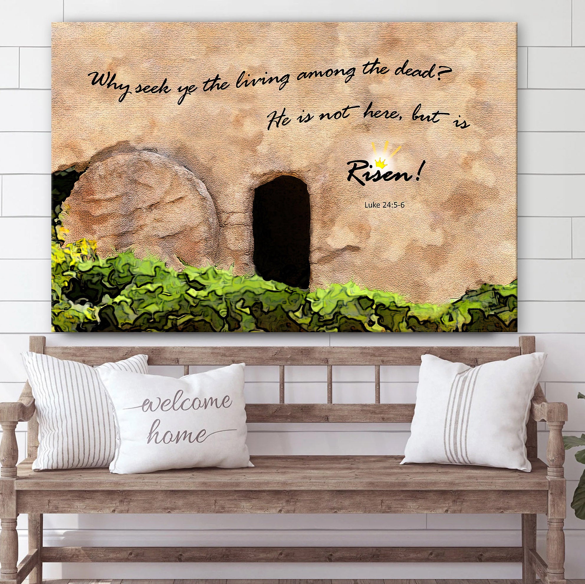 Matthew 286 He Is Not Here He Is Risen Canvas Pictures – Easter Canvas – Christian Canvas Wall Art