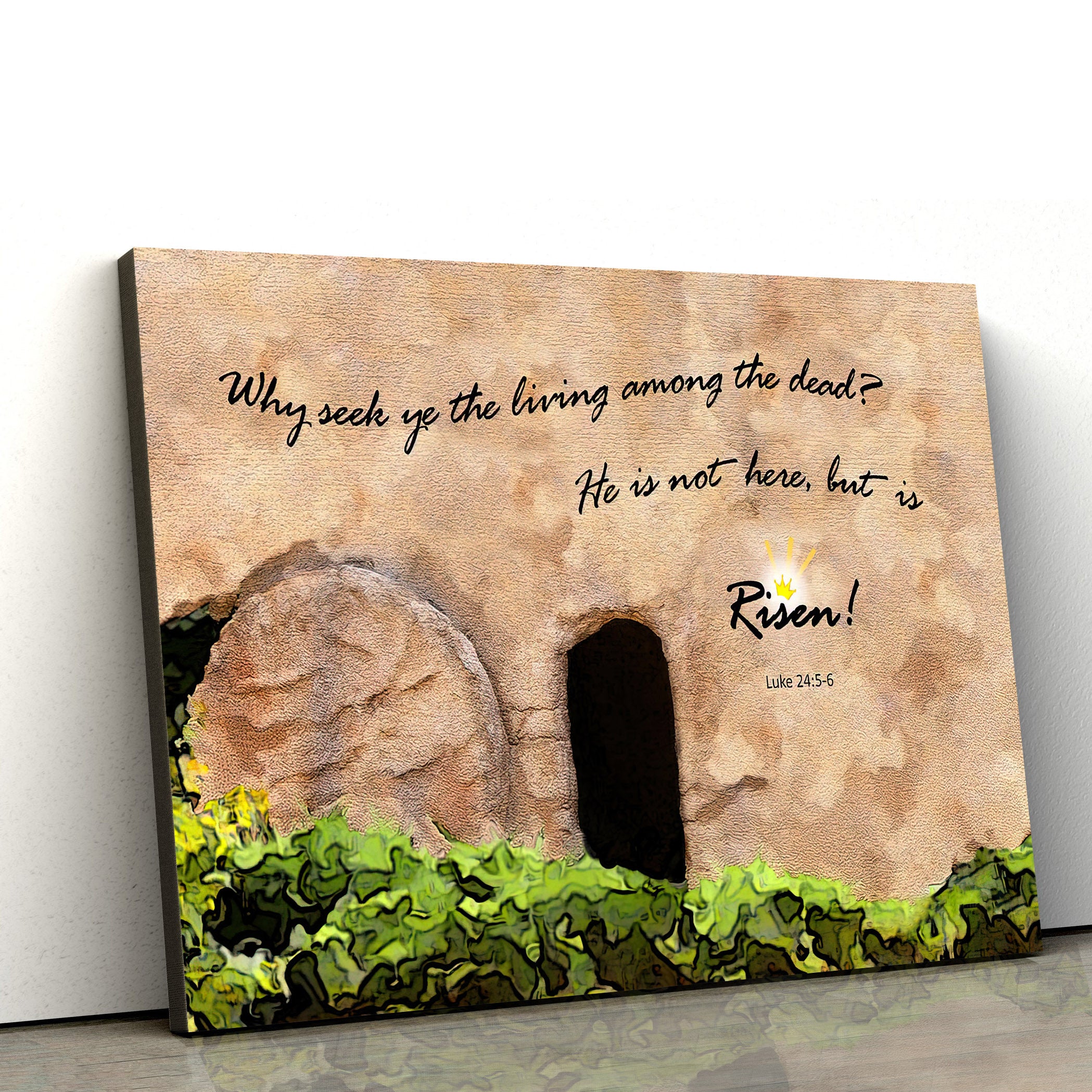 Matthew 286 He Is Not Here He Is Risen Canvas Pictures – Easter Canvas – Christian Canvas Wall Art