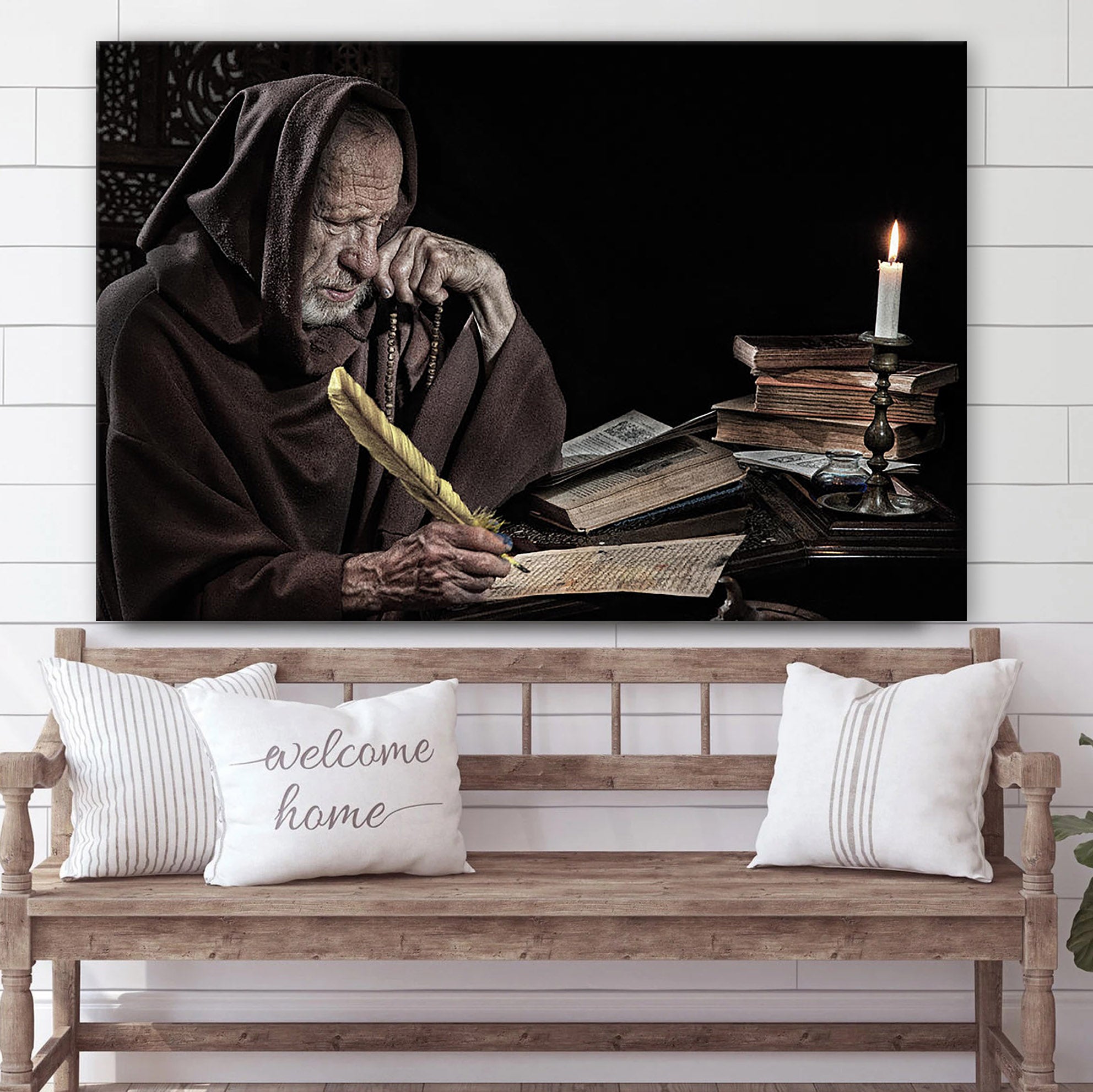 Medieval Monk With Letter Old Canvas Pictures – Jesus Canvas Pictures – Christian Wall Art