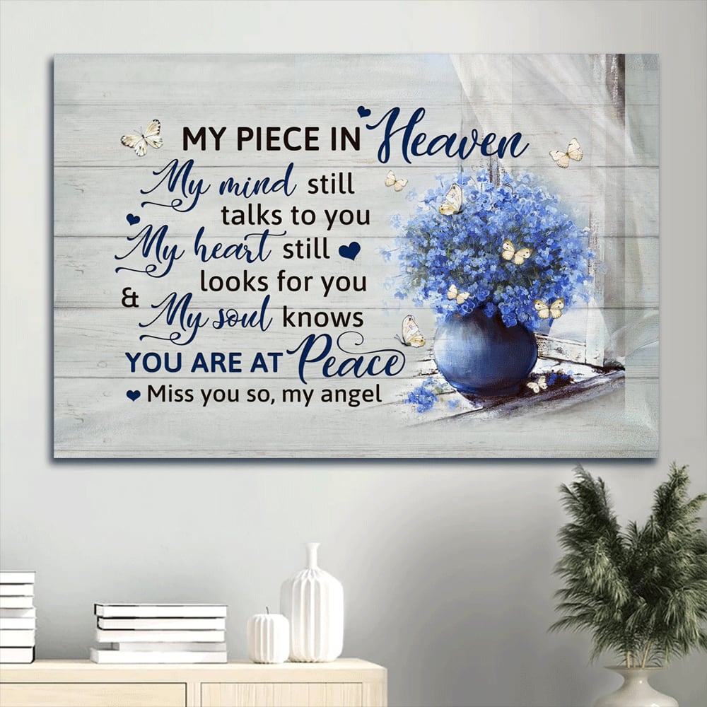 Memorial Baby Blue Eyes Butterfly Heaven Gift For Members Family My Soul Knows You Are At Peace Canvas Wall Art – Christian Wall Decor