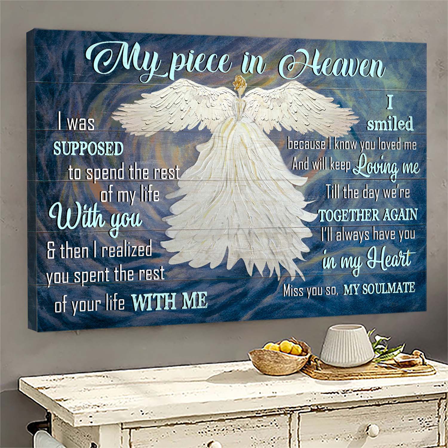 Memorial Beautiful Angel My Angel In Heaven Memorial Gift For Family Members I’ll Always Have You In My Heart Canvas Wall Art – Christian Wall Decor